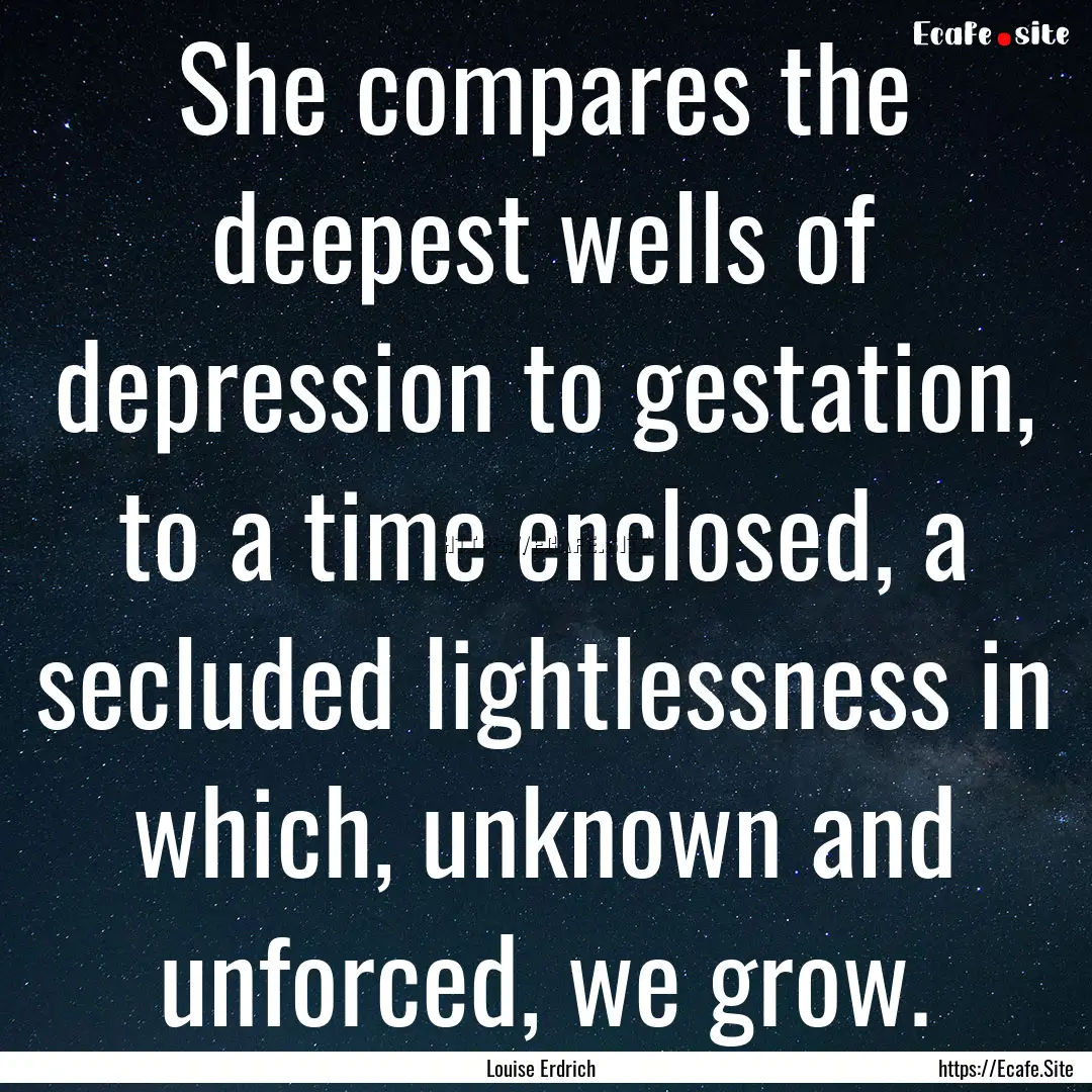 She compares the deepest wells of depression.... : Quote by Louise Erdrich