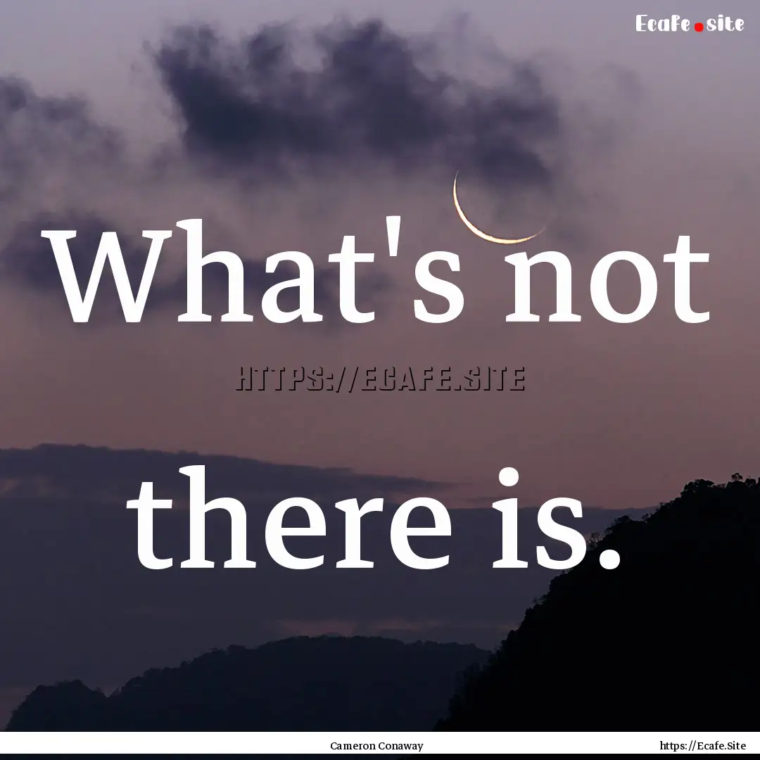 What's not there is. : Quote by Cameron Conaway