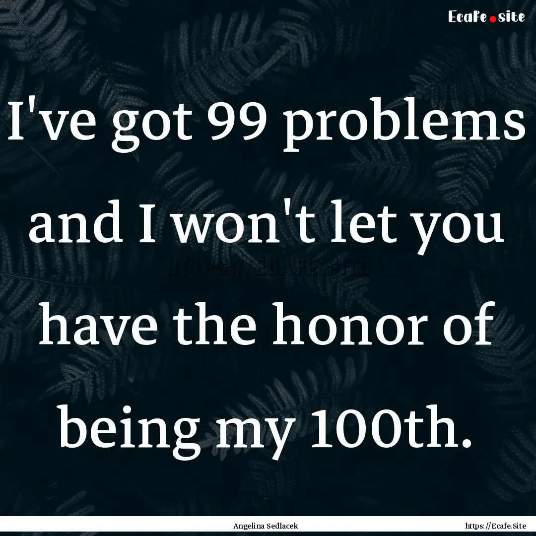 I've got 99 problems and I won't let you.... : Quote by Angelina Sedlacek