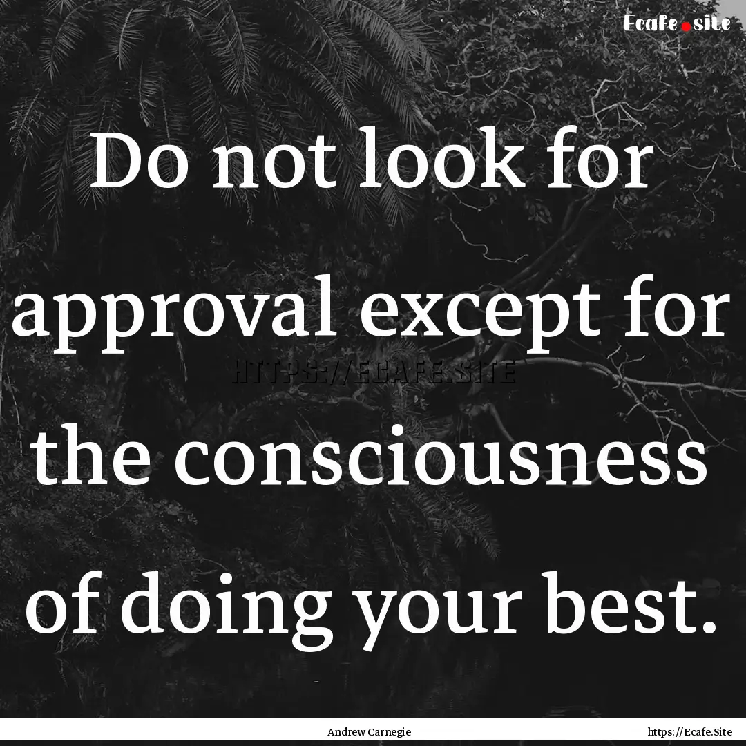 Do not look for approval except for the consciousness.... : Quote by Andrew Carnegie