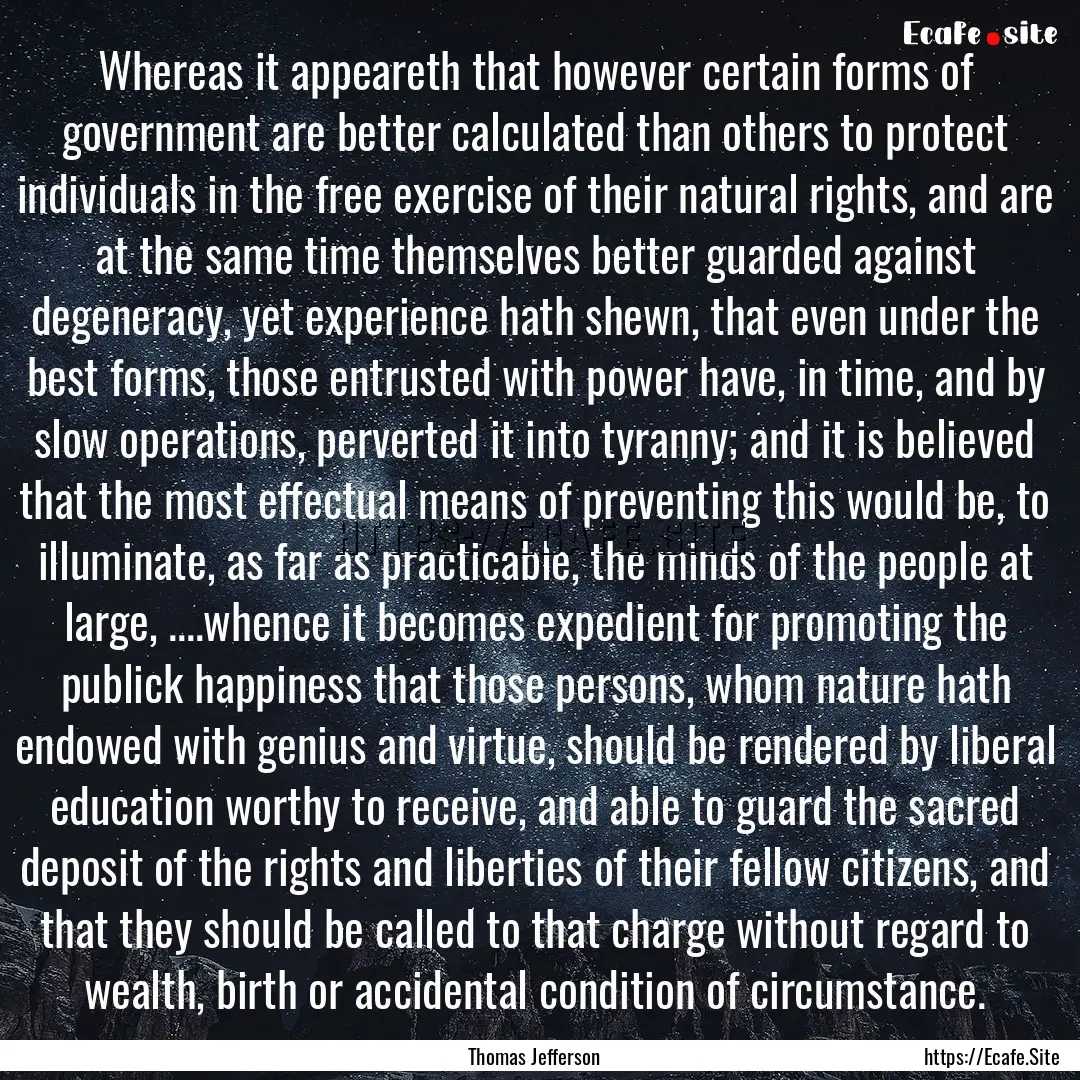 Whereas it appeareth that however certain.... : Quote by Thomas Jefferson