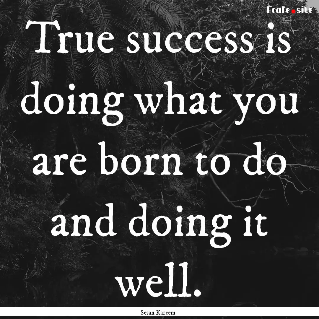 True success is doing what you are born to.... : Quote by Sesan Kareem