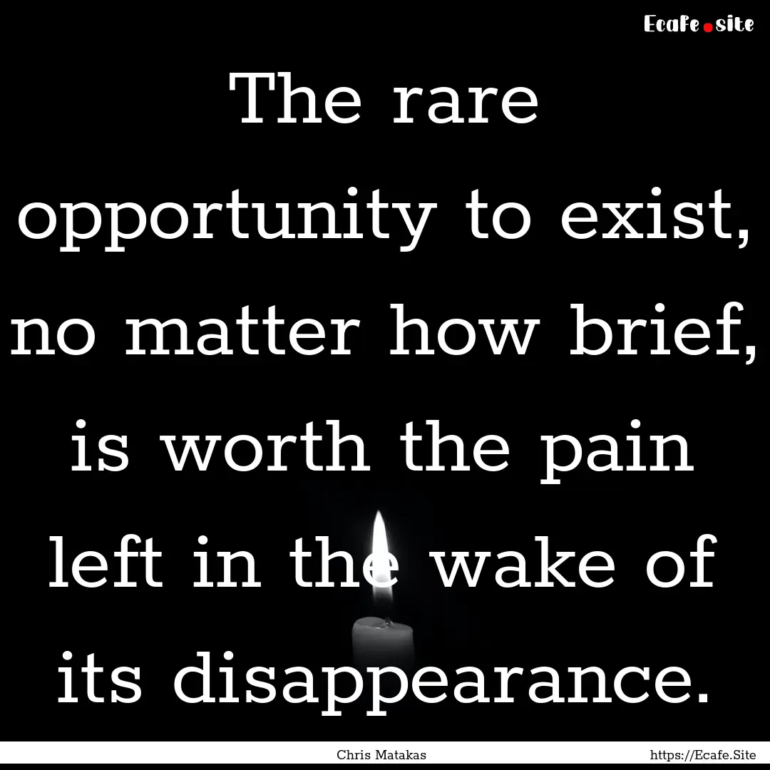 The rare opportunity to exist, no matter.... : Quote by Chris Matakas