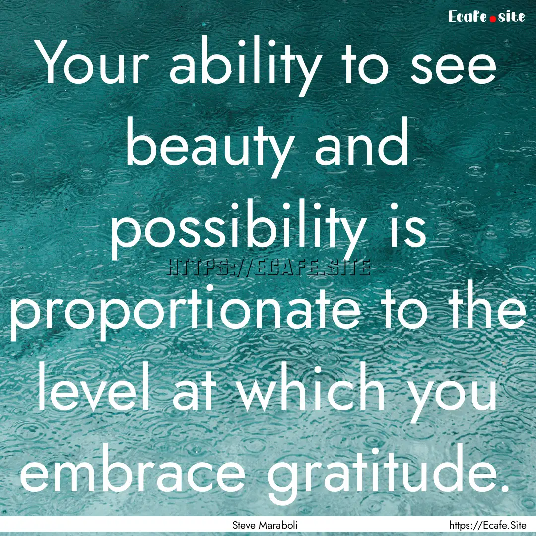 Your ability to see beauty and possibility.... : Quote by Steve Maraboli