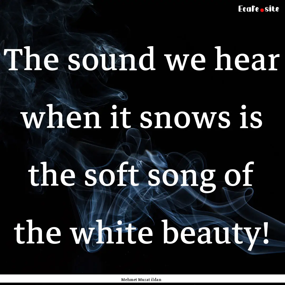 The sound we hear when it snows is the soft.... : Quote by Mehmet Murat ildan