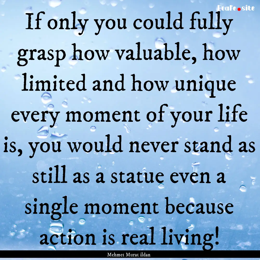 If only you could fully grasp how valuable,.... : Quote by Mehmet Murat ildan