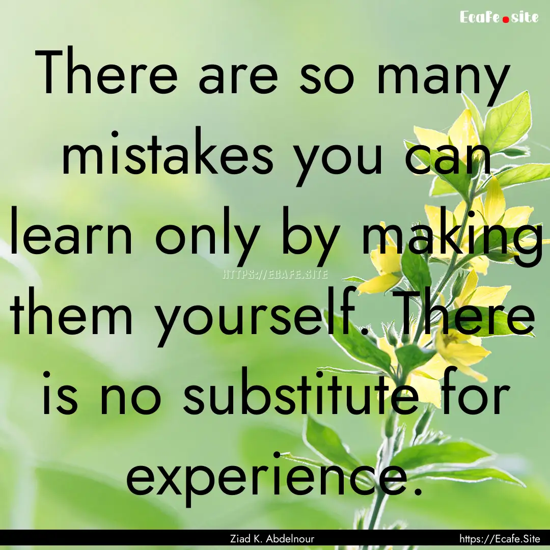 There are so many mistakes you can learn.... : Quote by Ziad K. Abdelnour