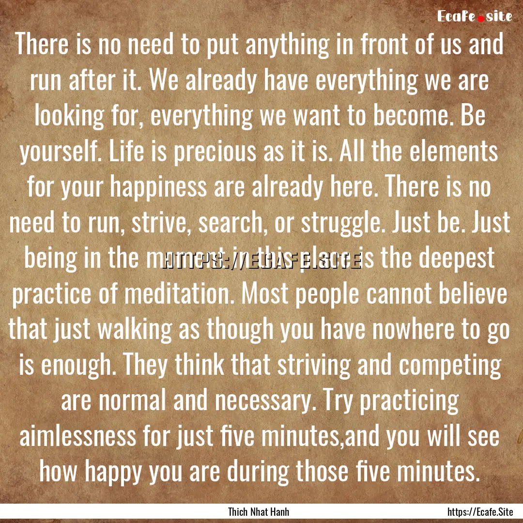 There is no need to put anything in front.... : Quote by Thich Nhat Hanh