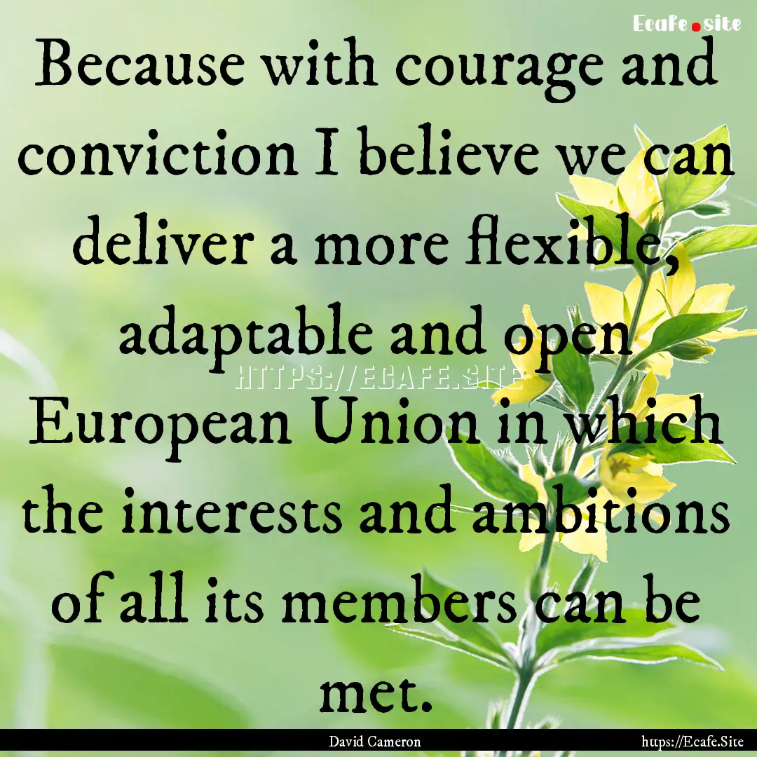 Because with courage and conviction I believe.... : Quote by David Cameron