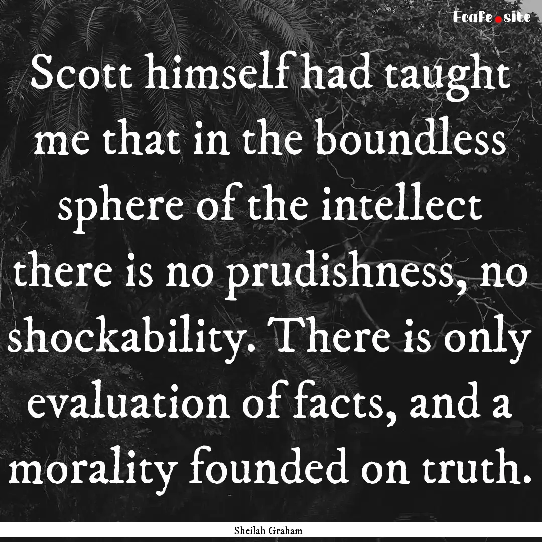 Scott himself had taught me that in the boundless.... : Quote by Sheilah Graham