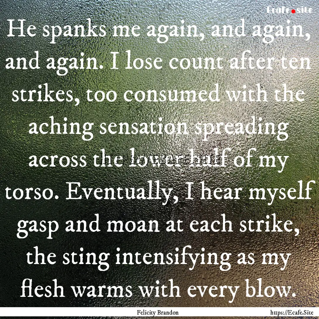 He spanks me again, and again, and again..... : Quote by Felicity Brandon