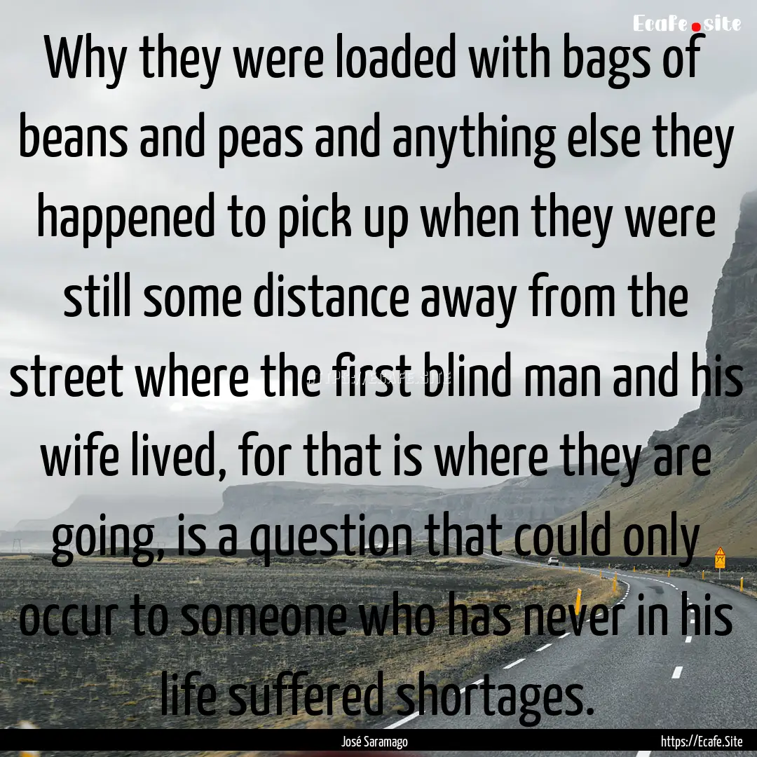 Why they were loaded with bags of beans and.... : Quote by José Saramago