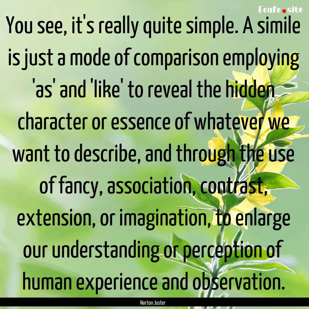 You see, it's really quite simple. A simile.... : Quote by Norton Juster