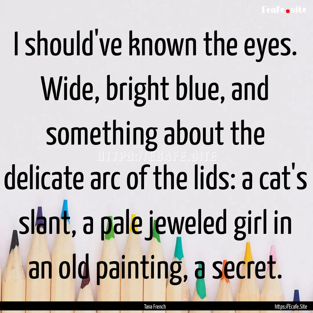 I should've known the eyes. Wide, bright.... : Quote by Tana French