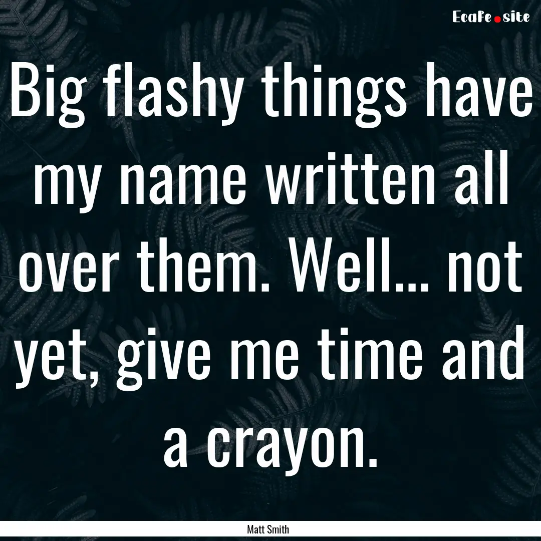 Big flashy things have my name written all.... : Quote by Matt Smith