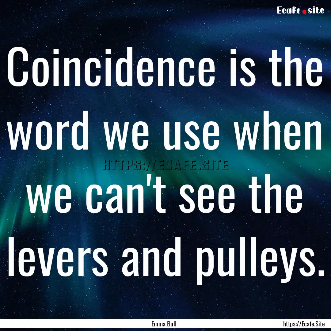 Coincidence is the word we use when we can't.... : Quote by Emma Bull