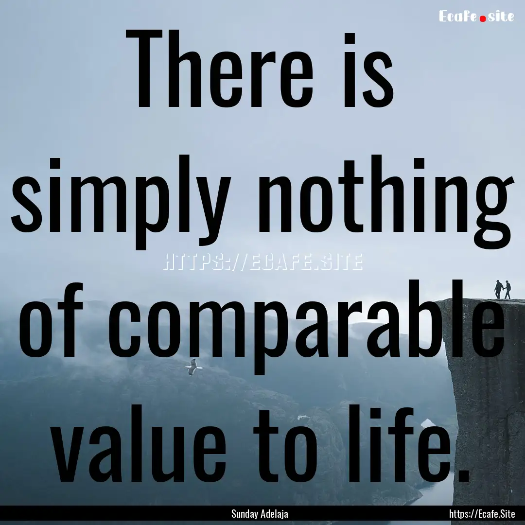 There is simply nothing of comparable value.... : Quote by Sunday Adelaja