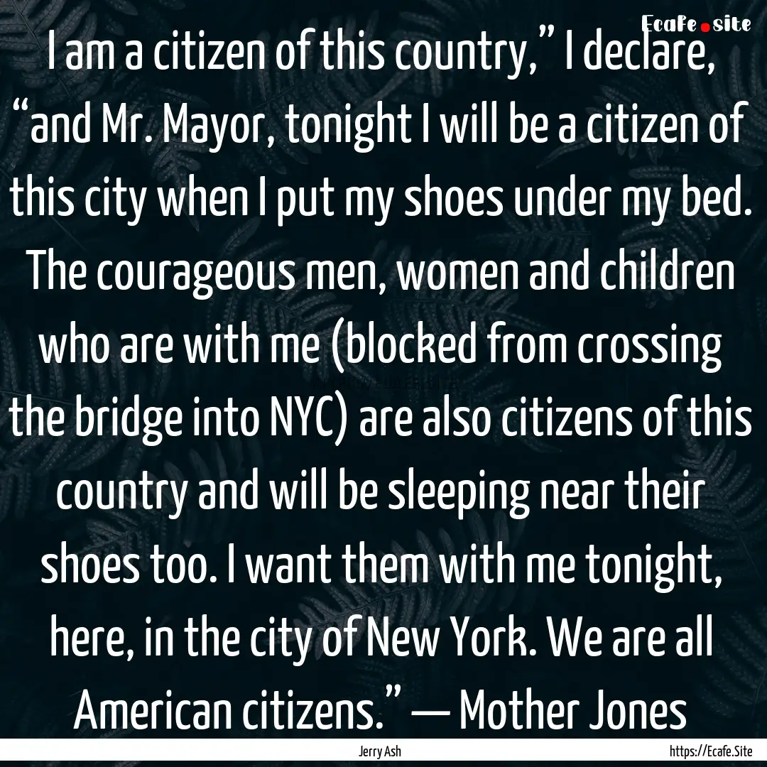 I am a citizen of this country,” I declare,.... : Quote by Jerry Ash