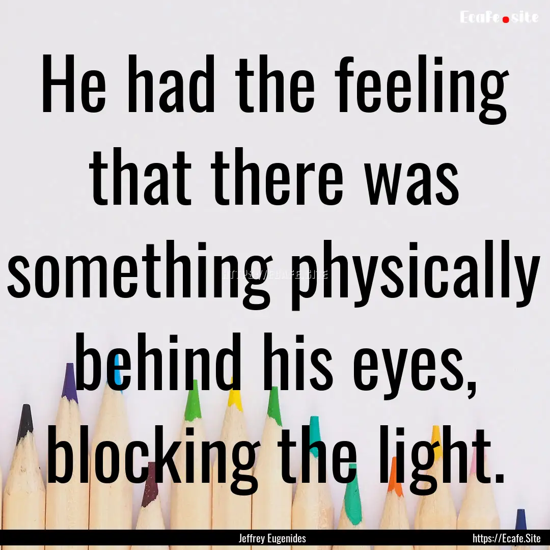 He had the feeling that there was something.... : Quote by Jeffrey Eugenides