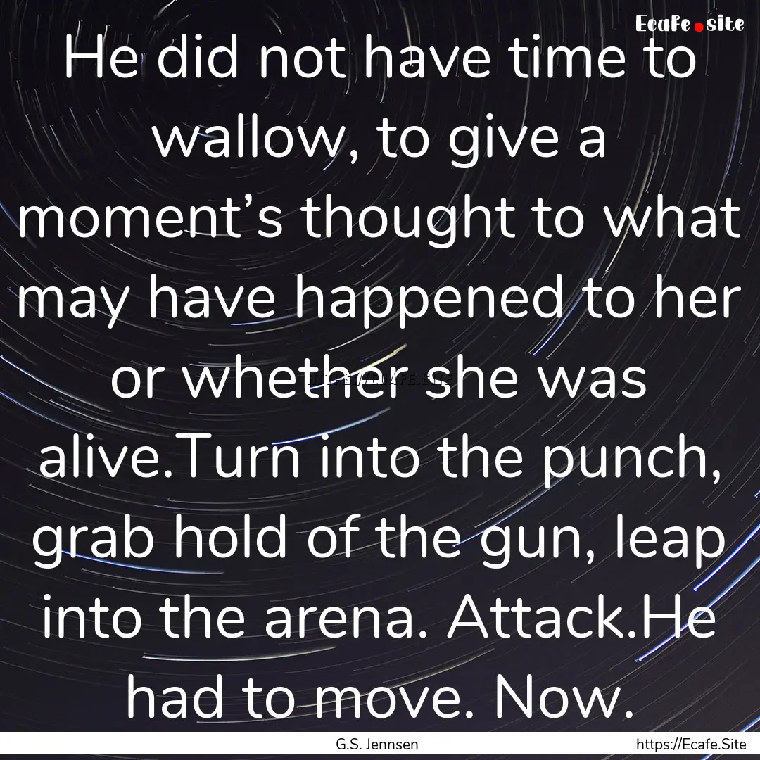 He did not have time to wallow, to give a.... : Quote by G.S. Jennsen