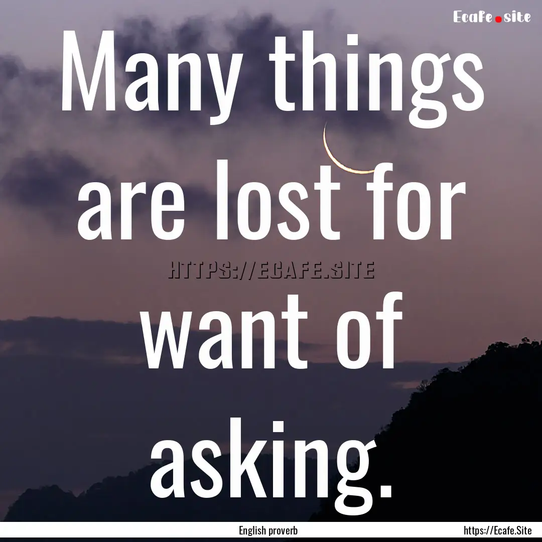 Many things are lost for want of asking. : Quote by English proverb