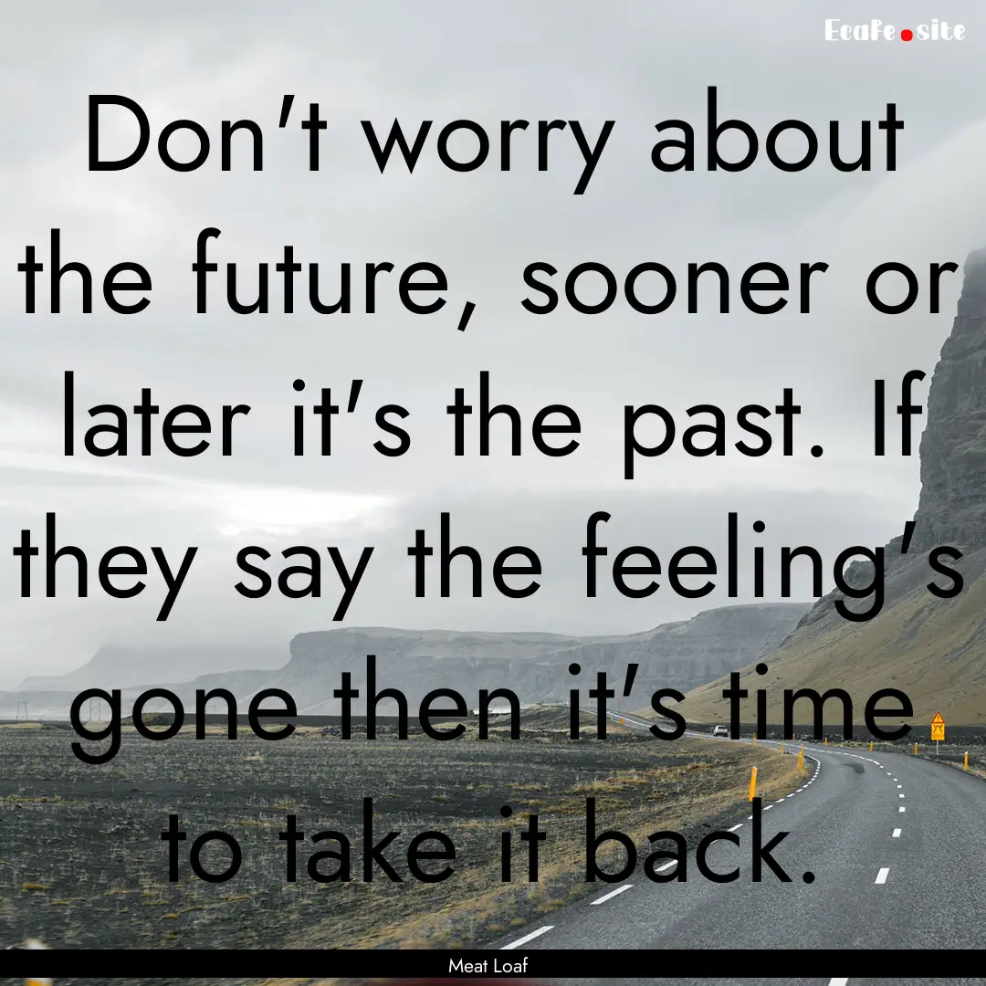 Don't worry about the future, sooner or later.... : Quote by Meat Loaf