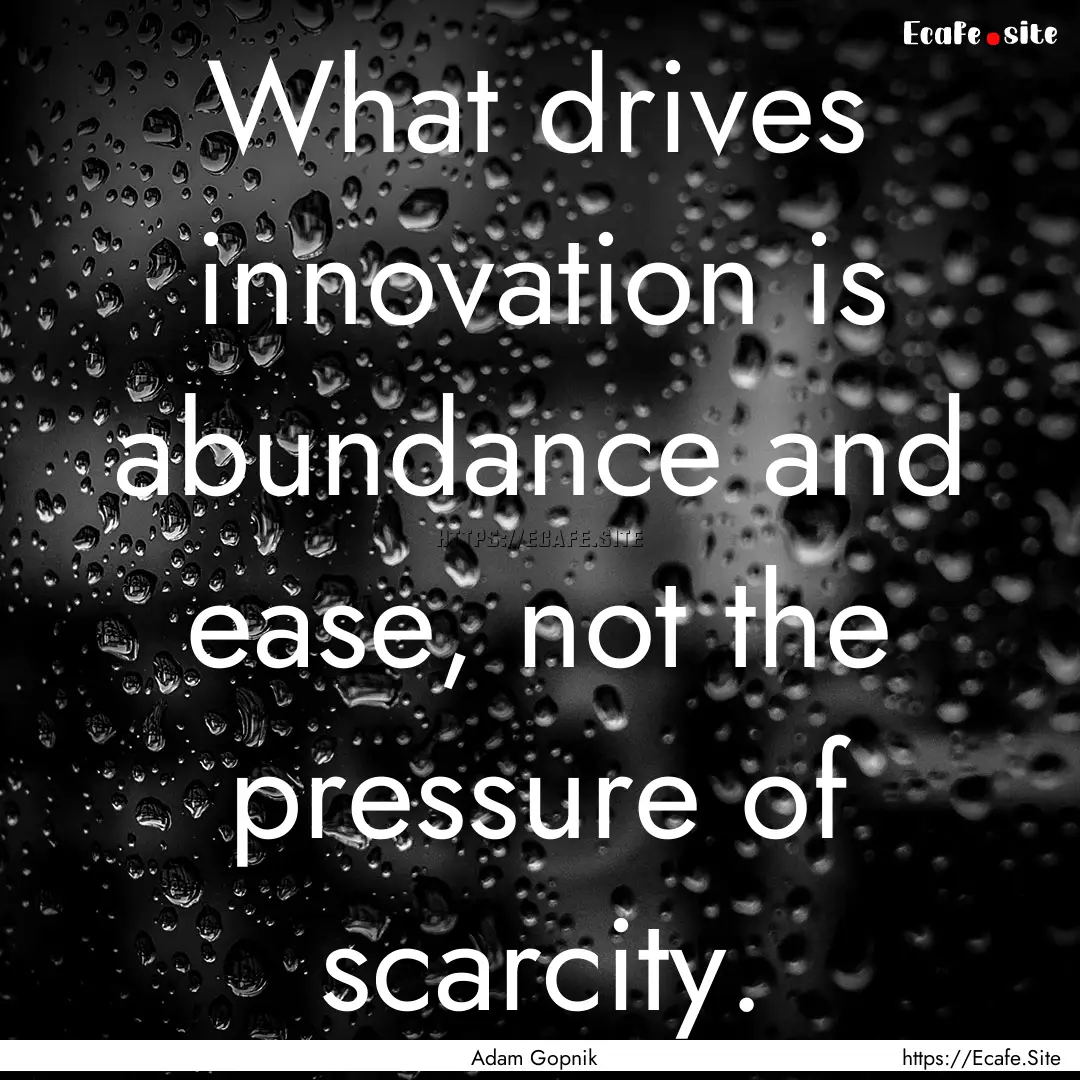 What drives innovation is abundance and ease,.... : Quote by Adam Gopnik