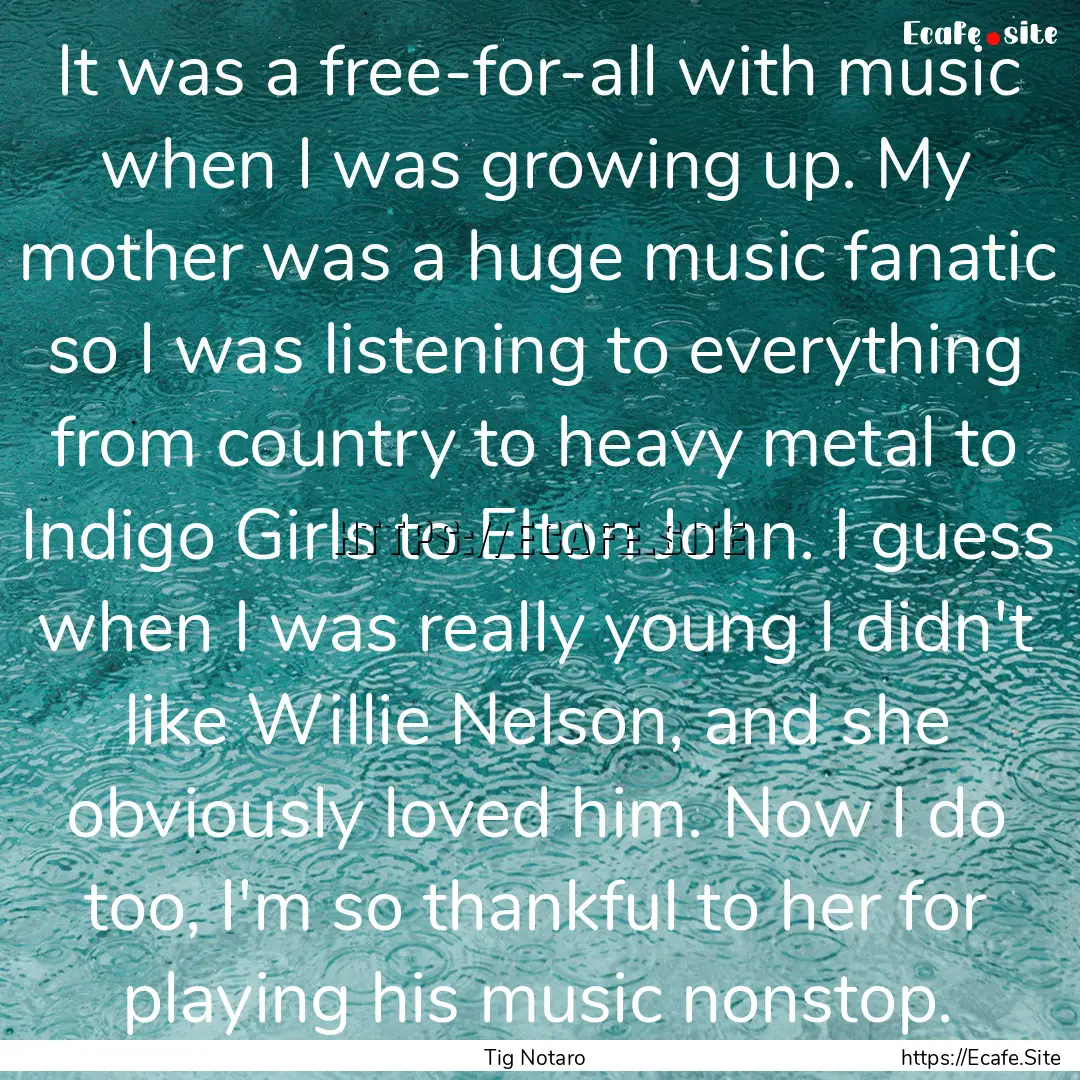 It was a free-for-all with music when I was.... : Quote by Tig Notaro