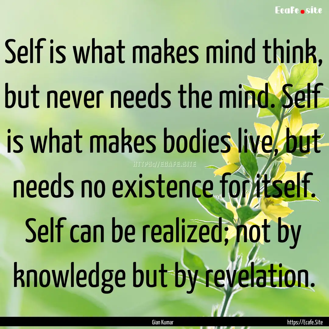 Self is what makes mind think, but never.... : Quote by Gian Kumar