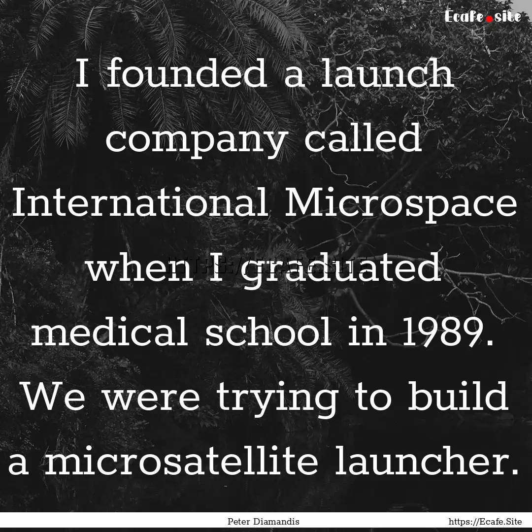 I founded a launch company called International.... : Quote by Peter Diamandis