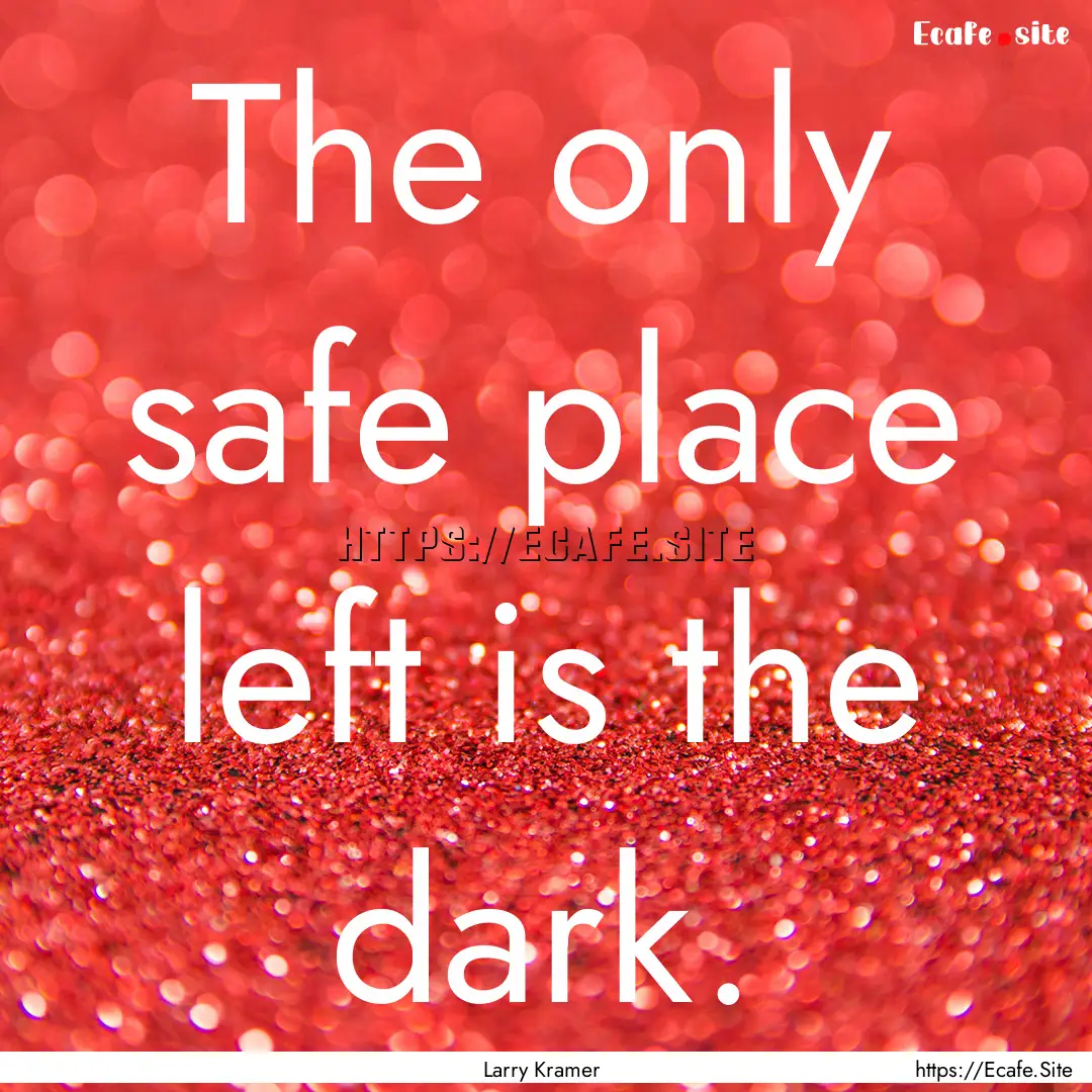 The only safe place left is the dark. : Quote by Larry Kramer