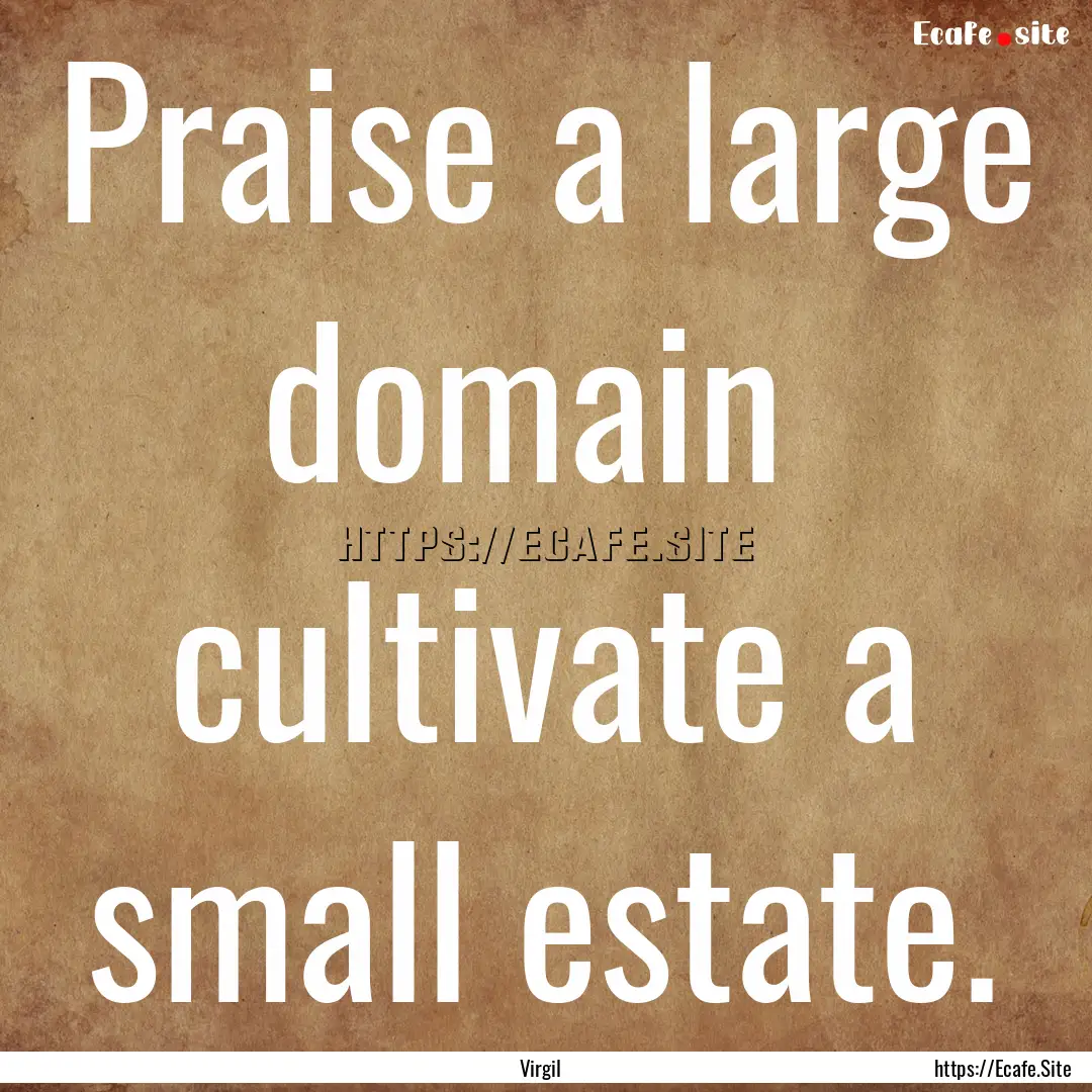 Praise a large domain cultivate a small.... : Quote by Virgil