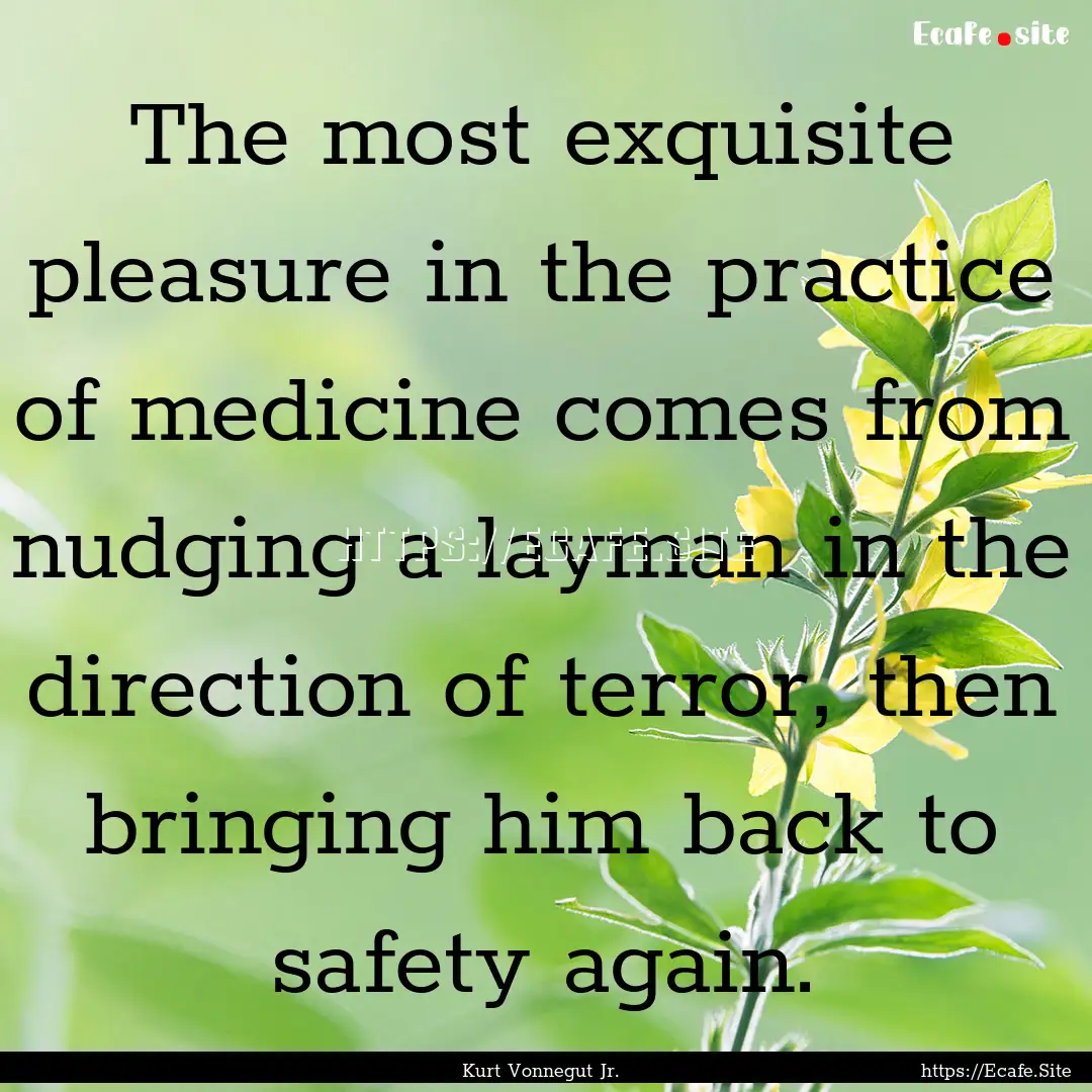 The most exquisite pleasure in the practice.... : Quote by Kurt Vonnegut Jr.