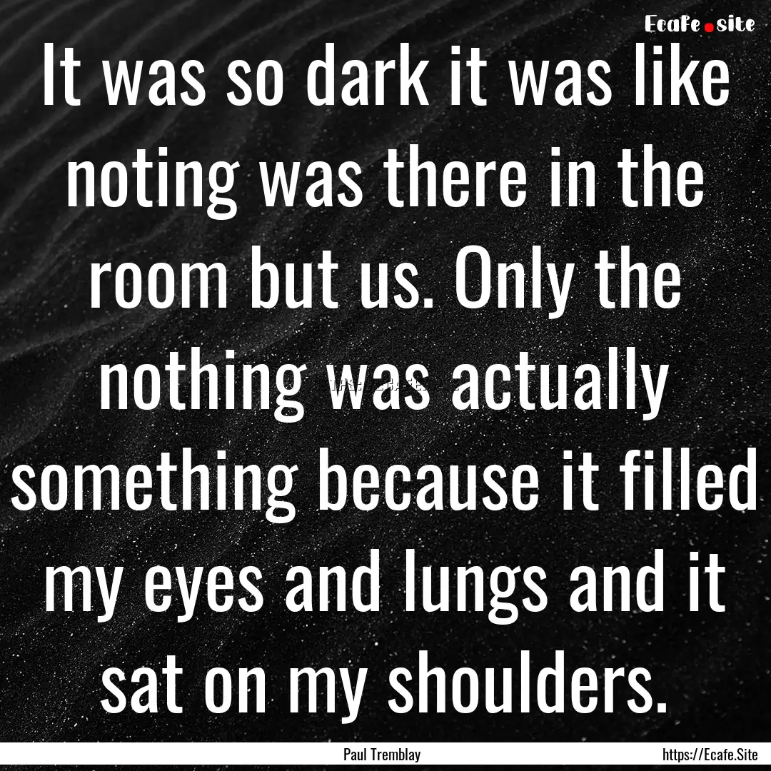 It was so dark it was like noting was there.... : Quote by Paul Tremblay