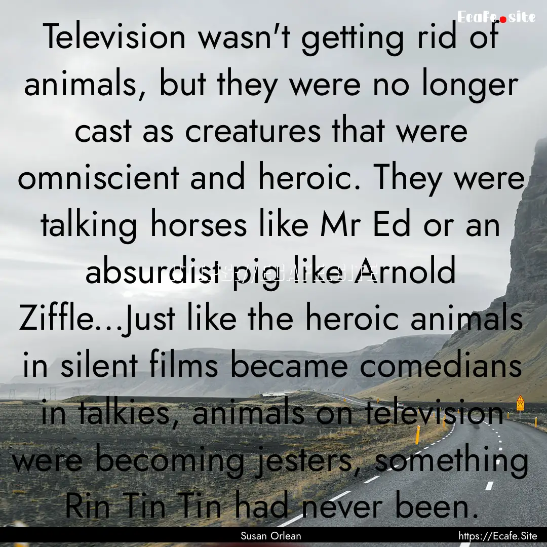 Television wasn't getting rid of animals,.... : Quote by Susan Orlean