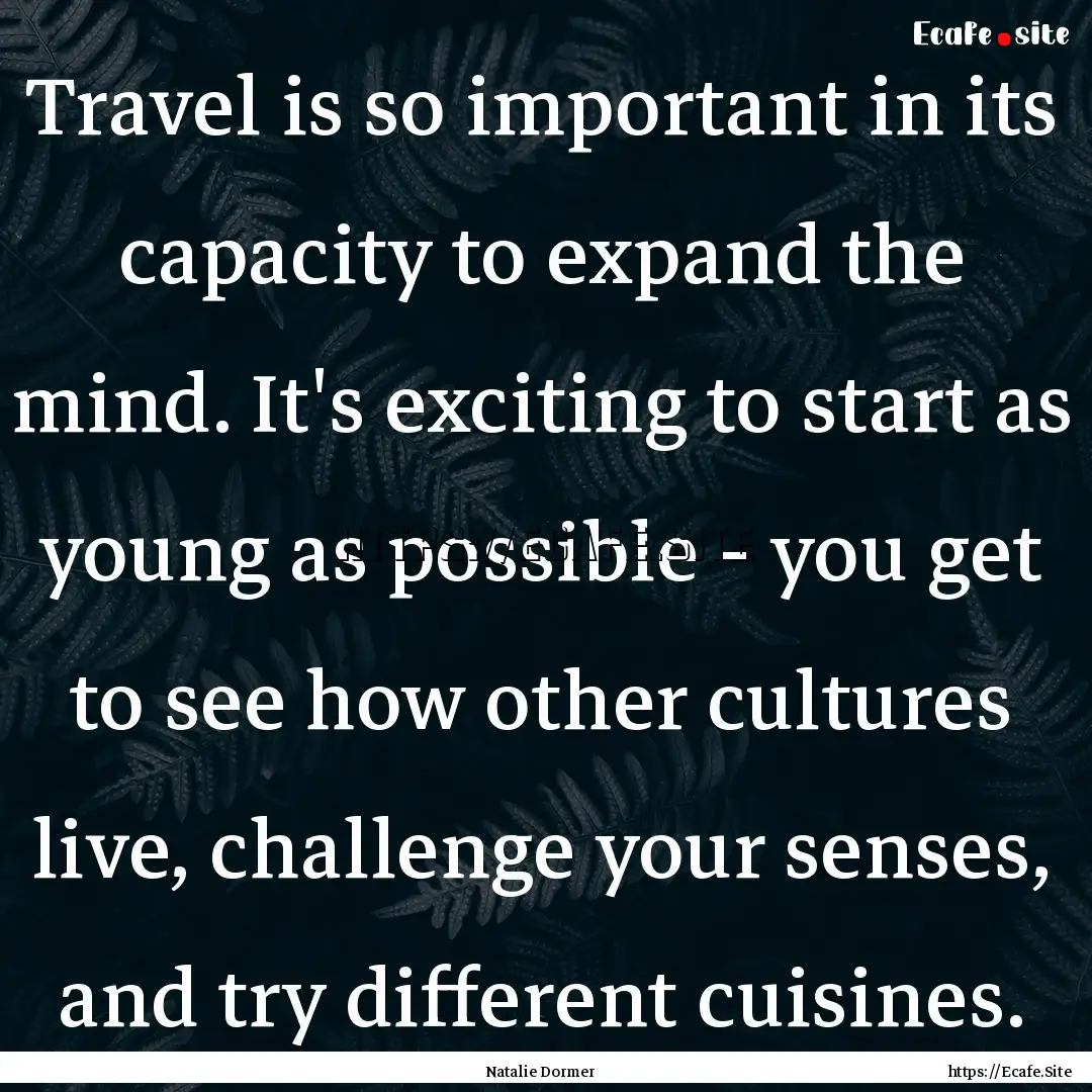 Travel is so important in its capacity to.... : Quote by Natalie Dormer