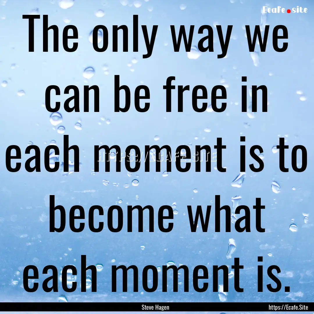 The only way we can be free in each moment.... : Quote by Steve Hagen