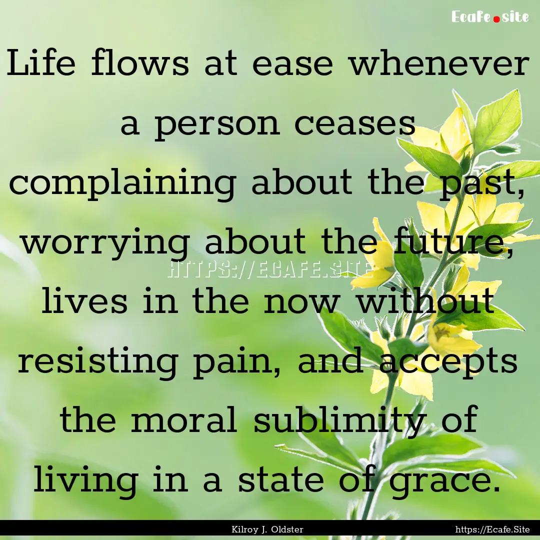 Life flows at ease whenever a person ceases.... : Quote by Kilroy J. Oldster