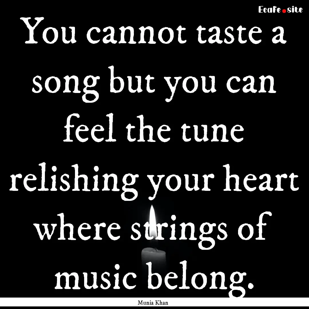 You cannot taste a song but you can feel.... : Quote by Munia Khan