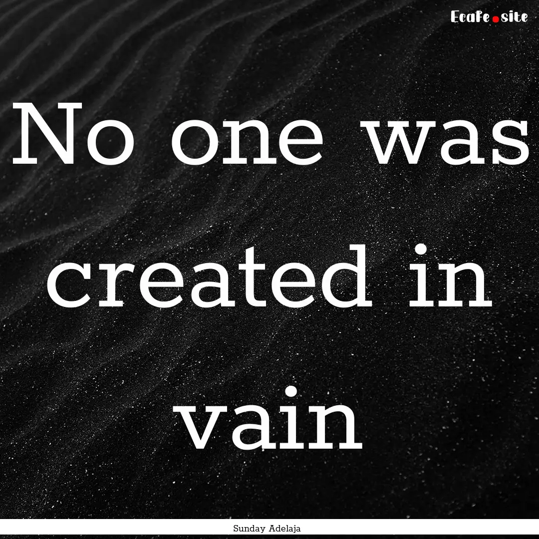 No one was created in vain : Quote by Sunday Adelaja