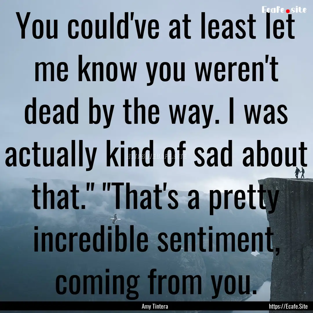 You could've at least let me know you weren't.... : Quote by Amy Tintera