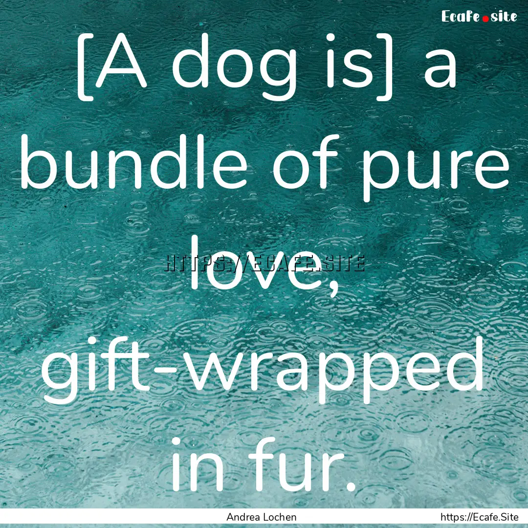 [A dog is] a bundle of pure love, gift-wrapped.... : Quote by Andrea Lochen