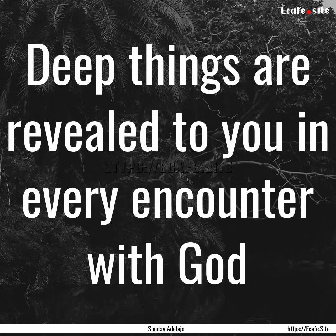 Deep things are revealed to you in every.... : Quote by Sunday Adelaja