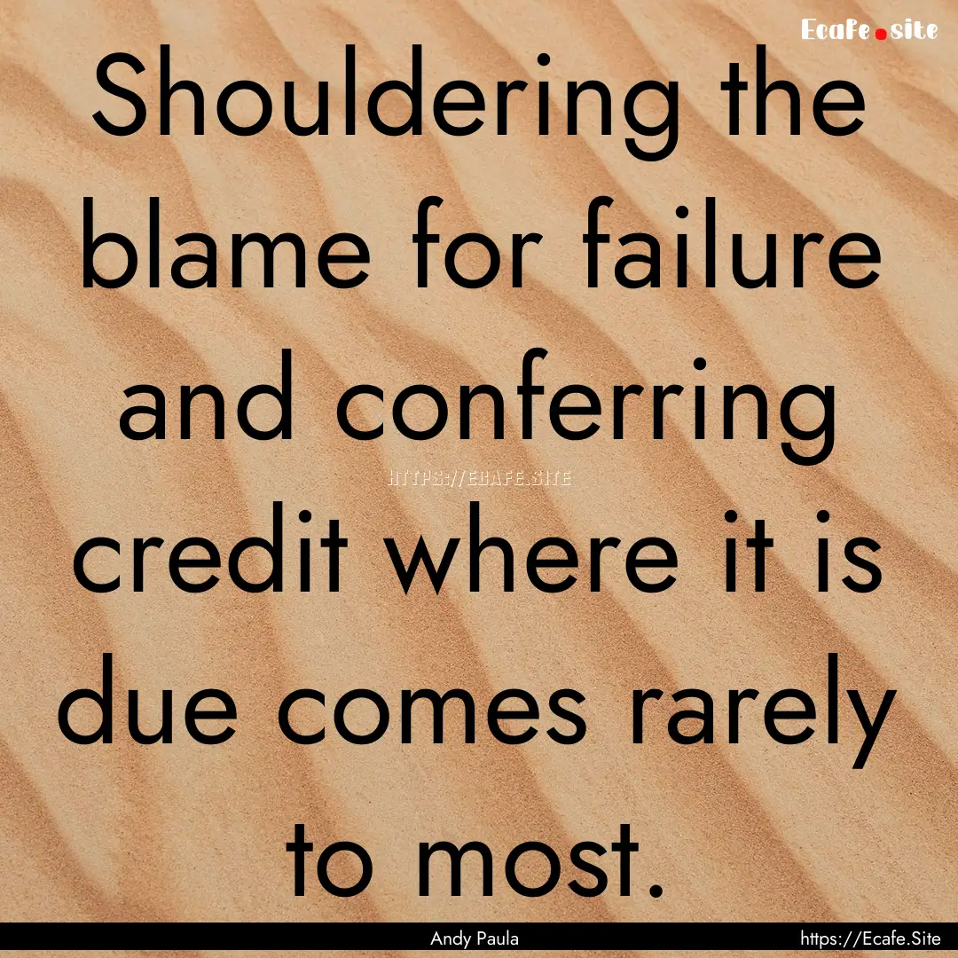 Shouldering the blame for failure and conferring.... : Quote by Andy Paula