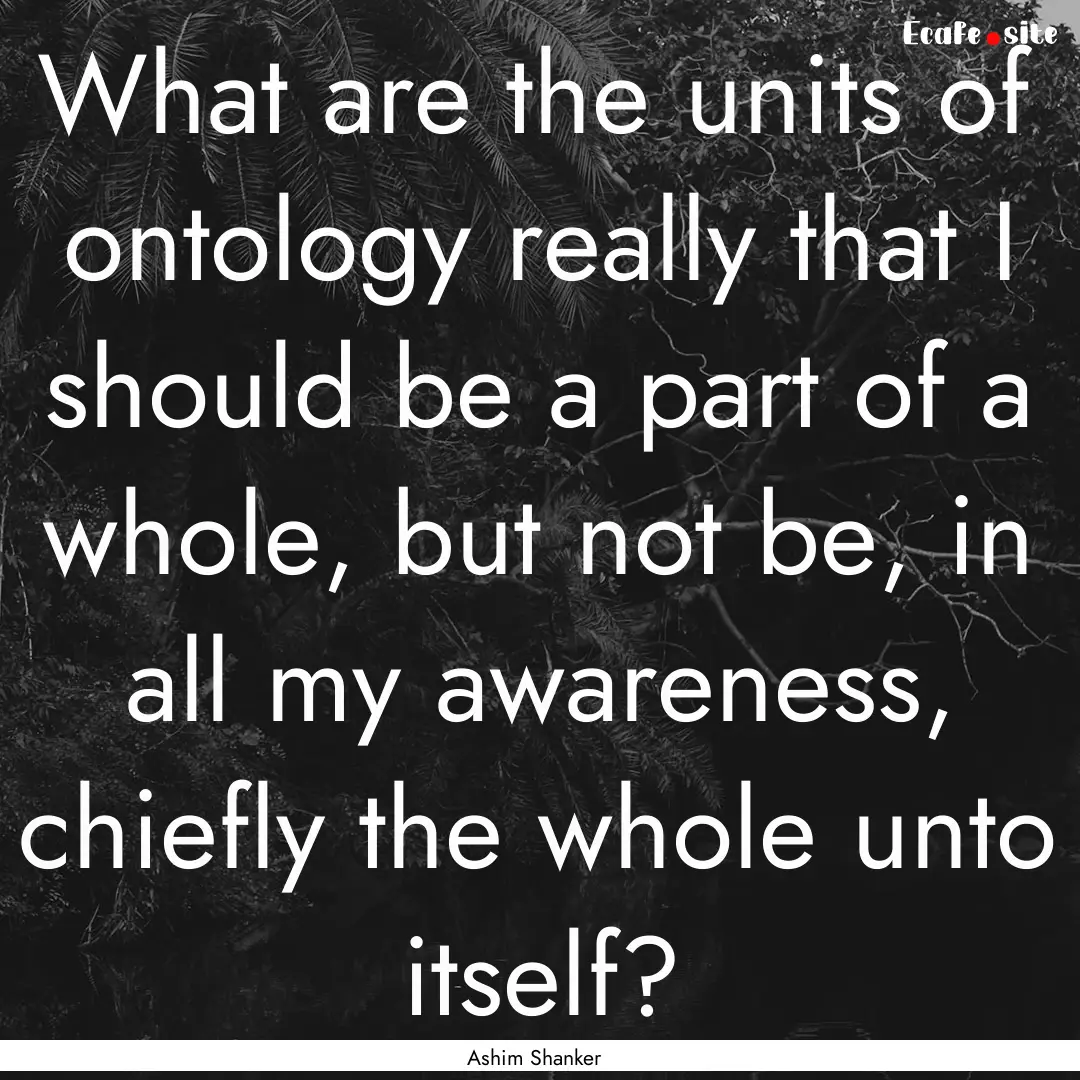 What are the units of ontology really that.... : Quote by Ashim Shanker