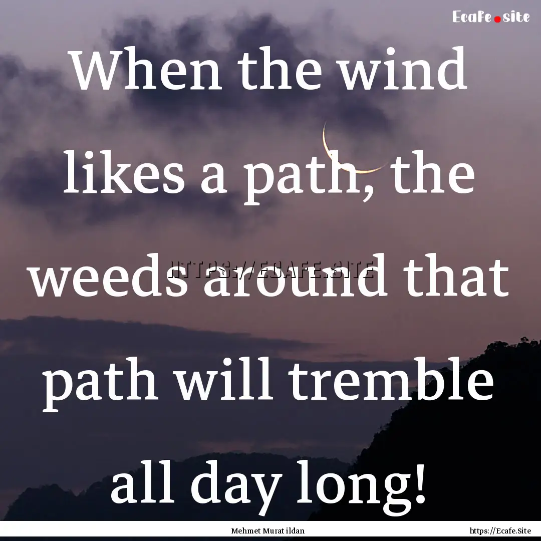 When the wind likes a path, the weeds around.... : Quote by Mehmet Murat ildan