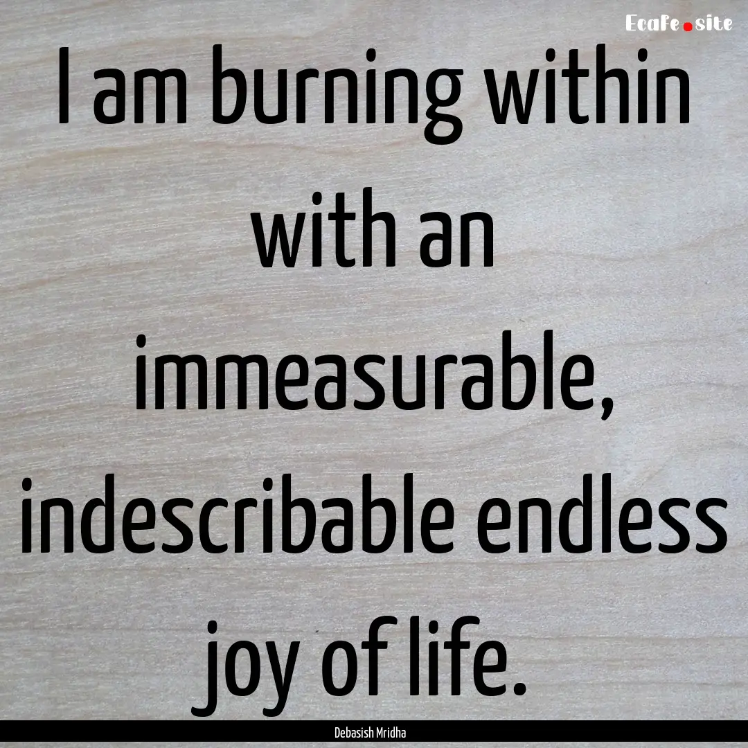 I am burning within with an immeasurable,.... : Quote by Debasish Mridha