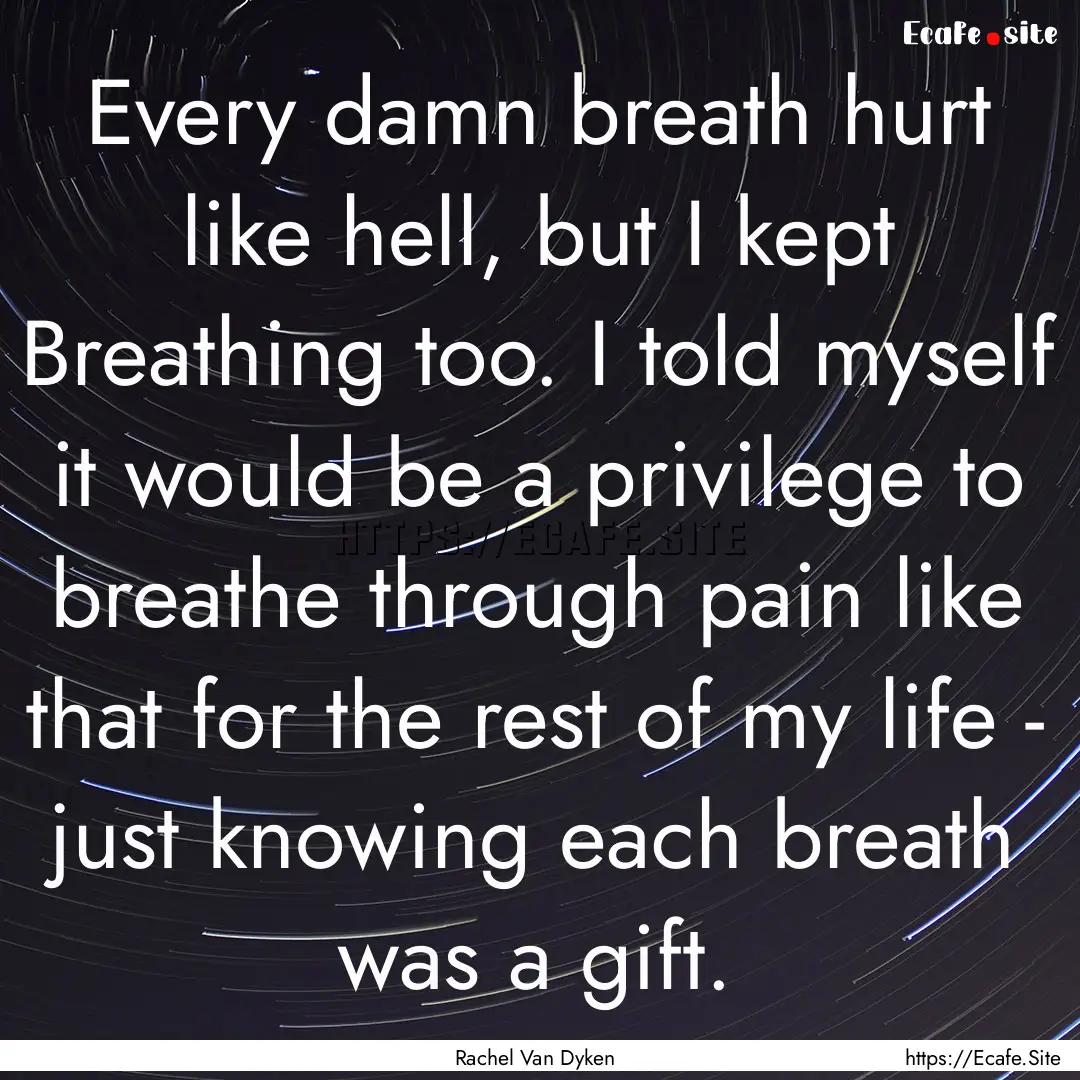 Every damn breath hurt like hell, but I kept.... : Quote by Rachel Van Dyken