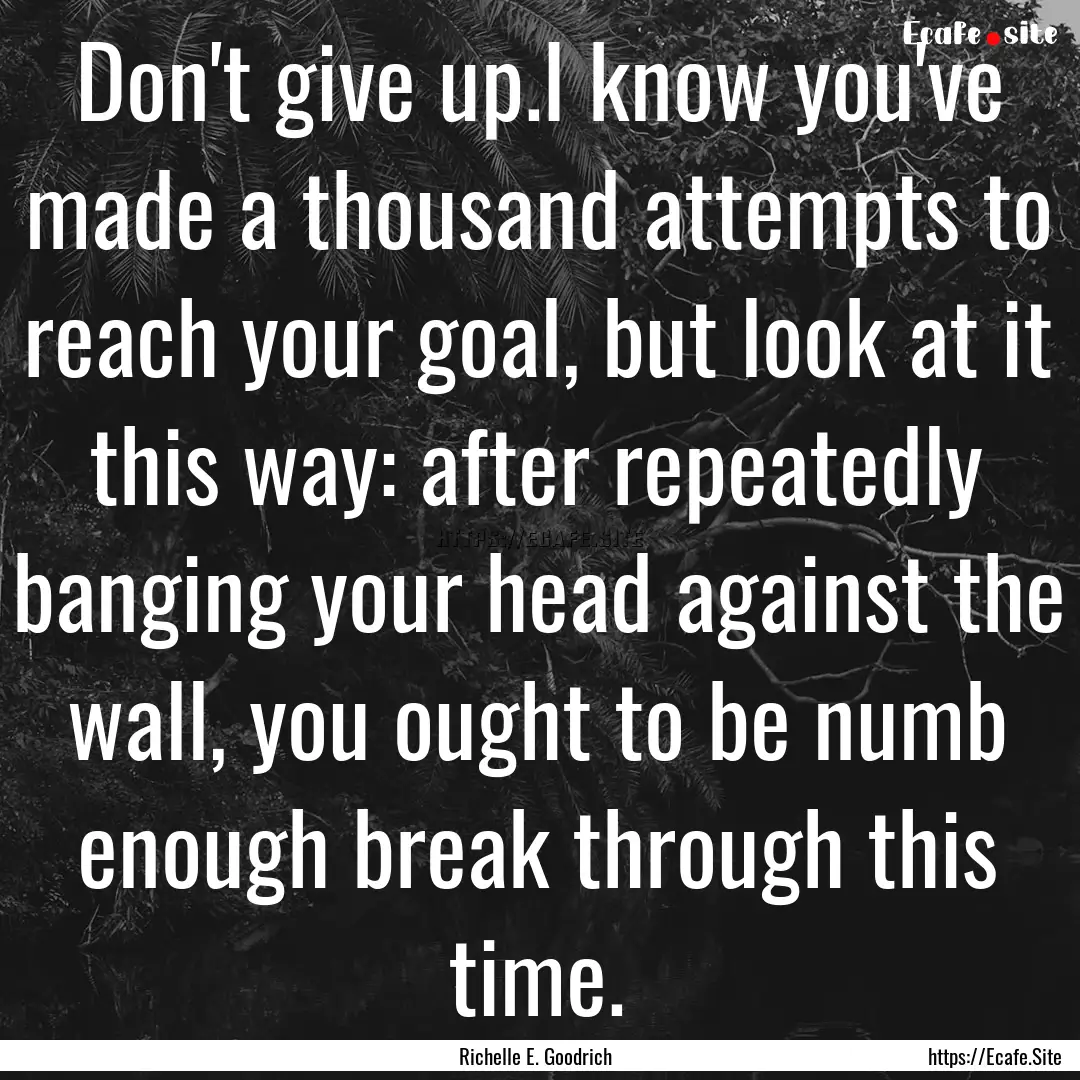 Don't give up.I know you've made a thousand.... : Quote by Richelle E. Goodrich