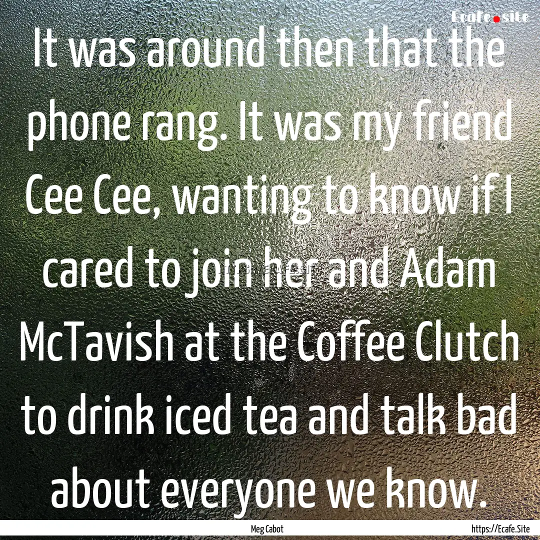 It was around then that the phone rang. It.... : Quote by Meg Cabot